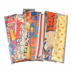 Bag Scarf Bundle of 7 | Patterned Skinny Purse & Hair Accessories